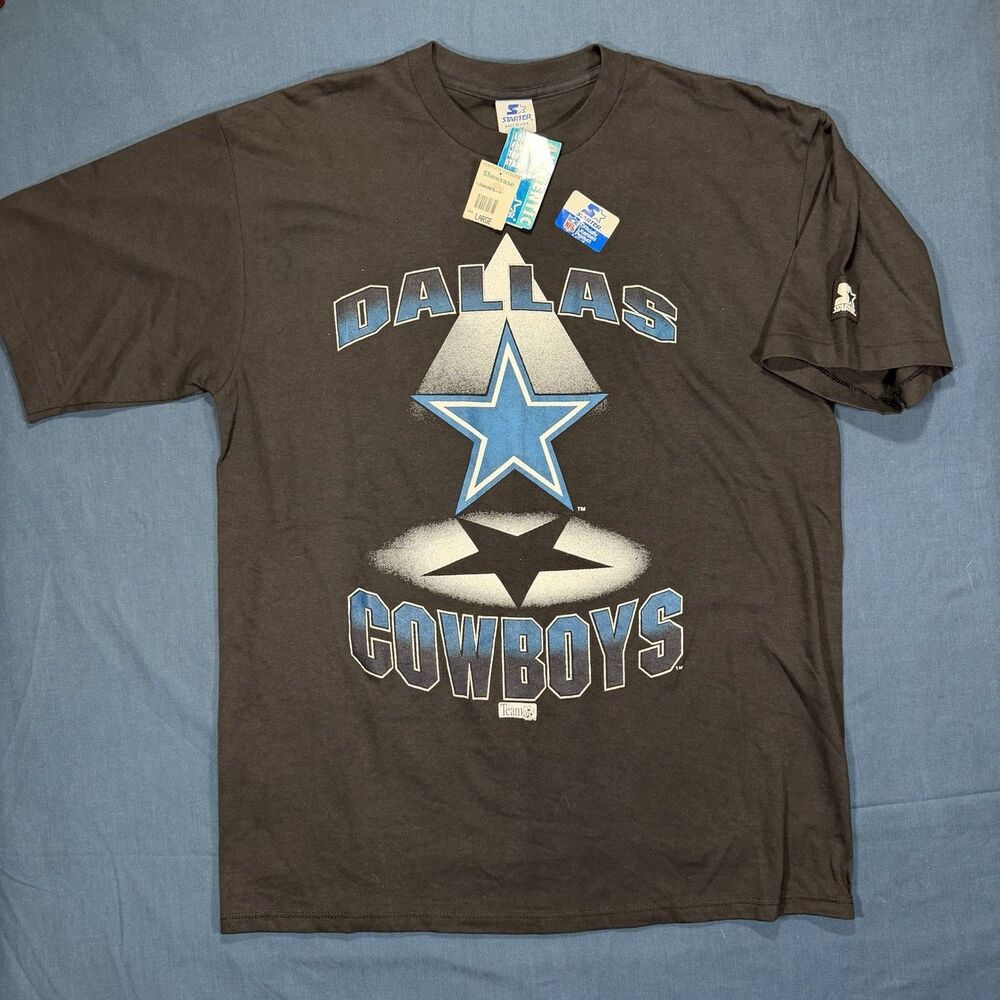 Vintage Dallas Cowboys Shirt Mens Large Starter Spellout Single Stitch NFL NWT